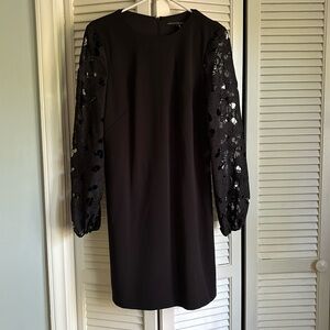 White House Black Market black cocktail dress with cut out sleeves- size 10